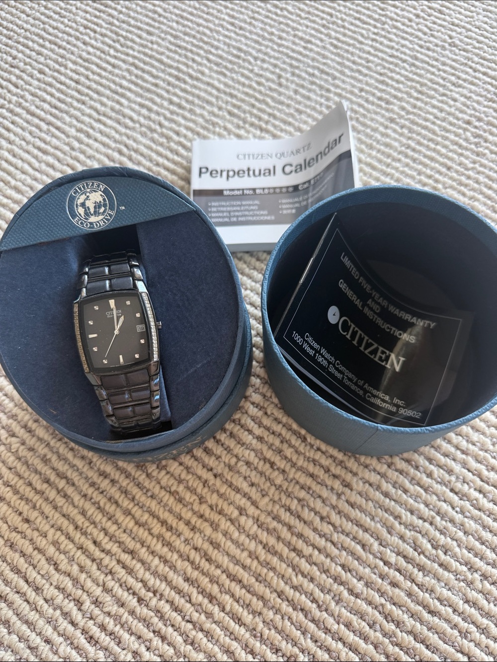 Citizen Black Men’s Rectangular Dress Watch with Bracelet